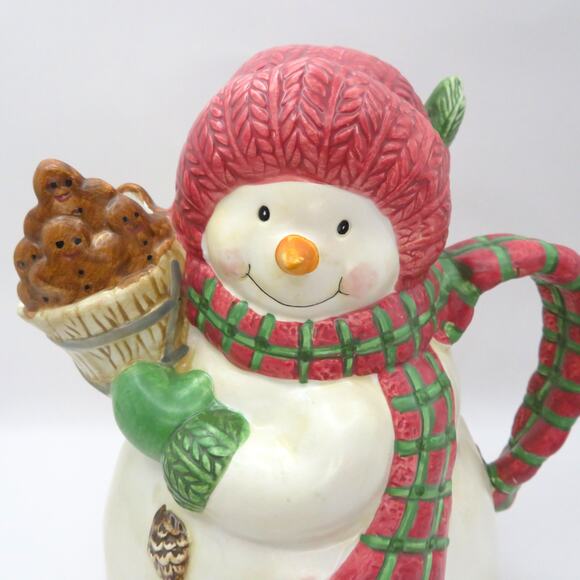 BICO Snowman Ceramic Pitcher 8” Holiday Serveware Gingerbread Christmas Decor - Picture 2 of 10